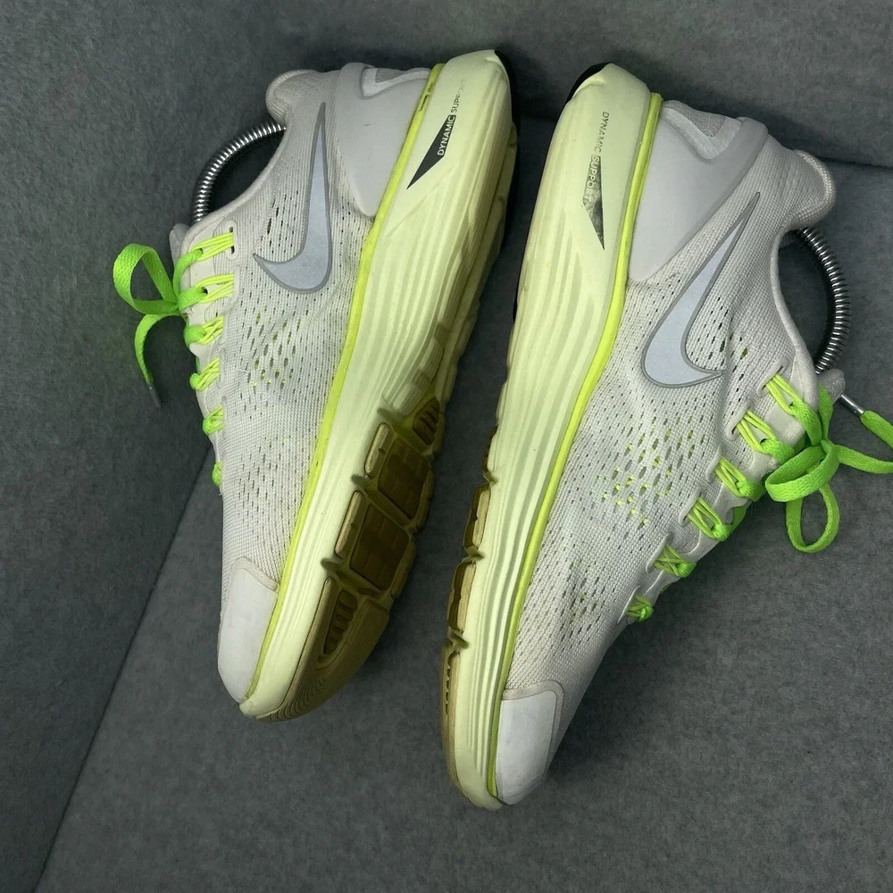 Nike Women Lunarglide 4 White Green 8.5 Running Cross Training Athletic Shoes